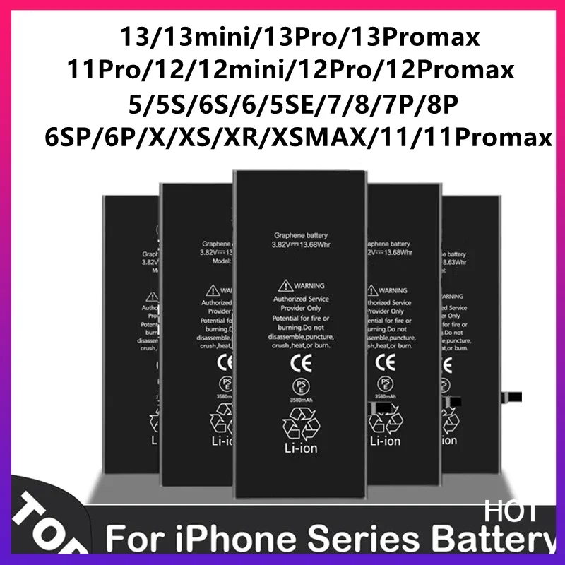 New 0 Cycle Replacement Bateria for IPhone 5 5S SE 6 6S 7 8 Plus X XR XS Max 11 12 13 Pro Max Mini Mobile Phone Battery