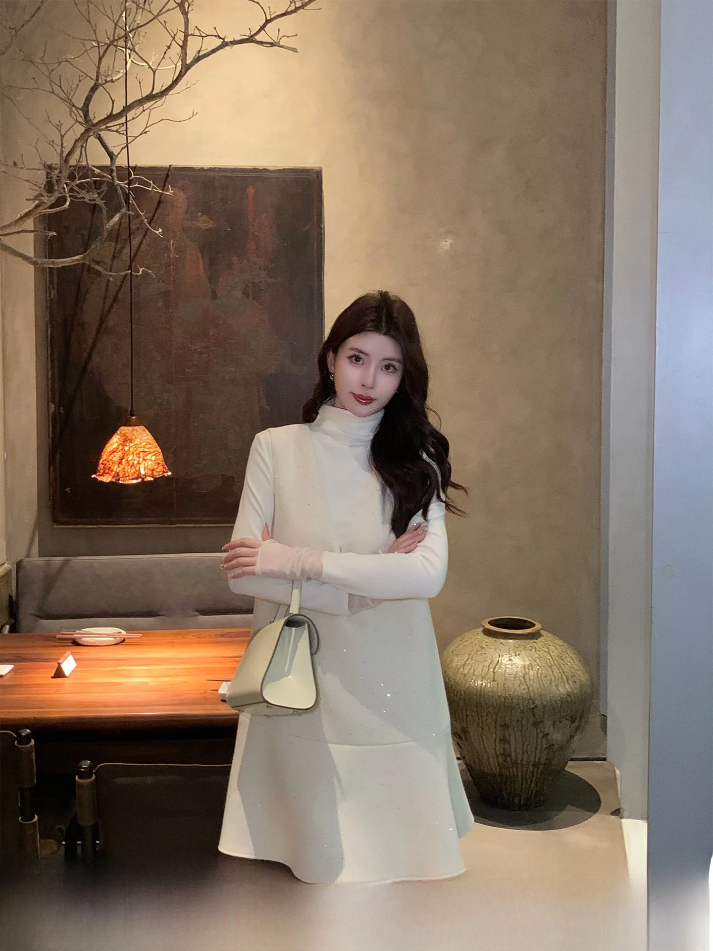 

Kun Total Soft Time Thiened Knitted Base irt Women's Winter Slimming Inner Wear Top New Sle Casual Loose Fit Long Sve