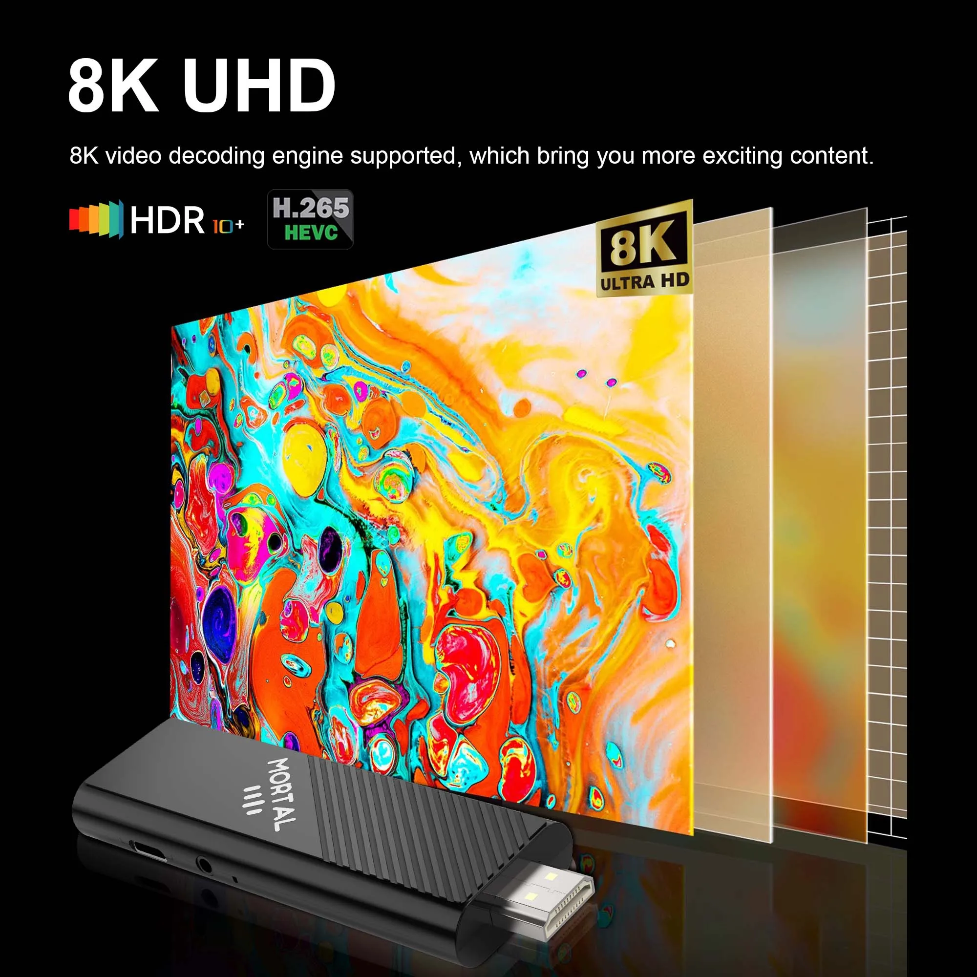 سعر المصنع Android 14.0 TV Stick Mortal Q8S allwinner H313 Support WiFi6 مساعد الصوت Netflix Youtube 8K Decoding TV Box