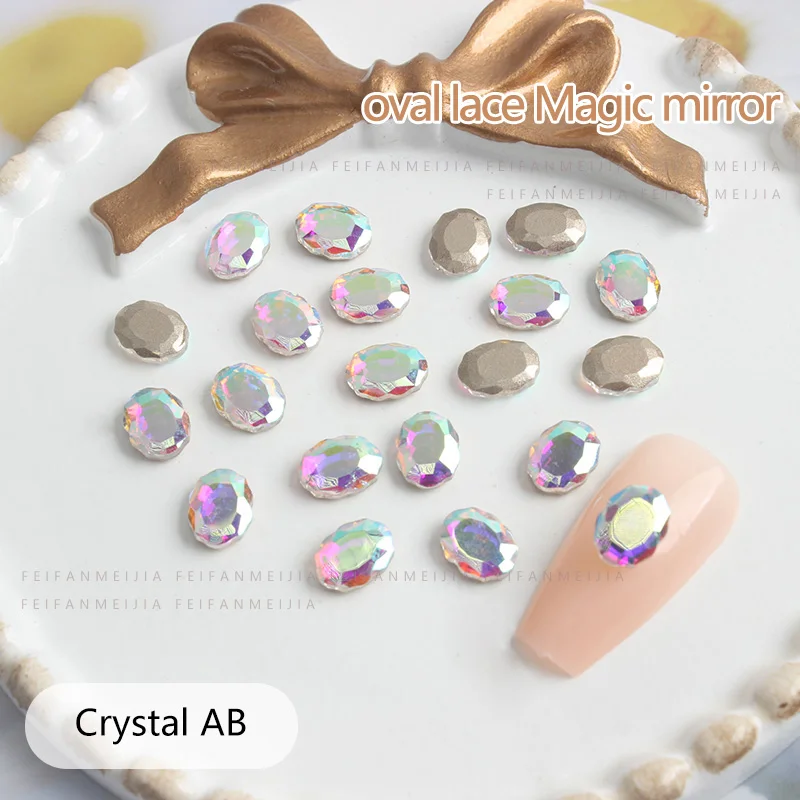 8x10mm Beautiful Oval Magic Mirror Diamond Flat Bottom Glass Decorative Nail Art Rhinestone Free Shipping