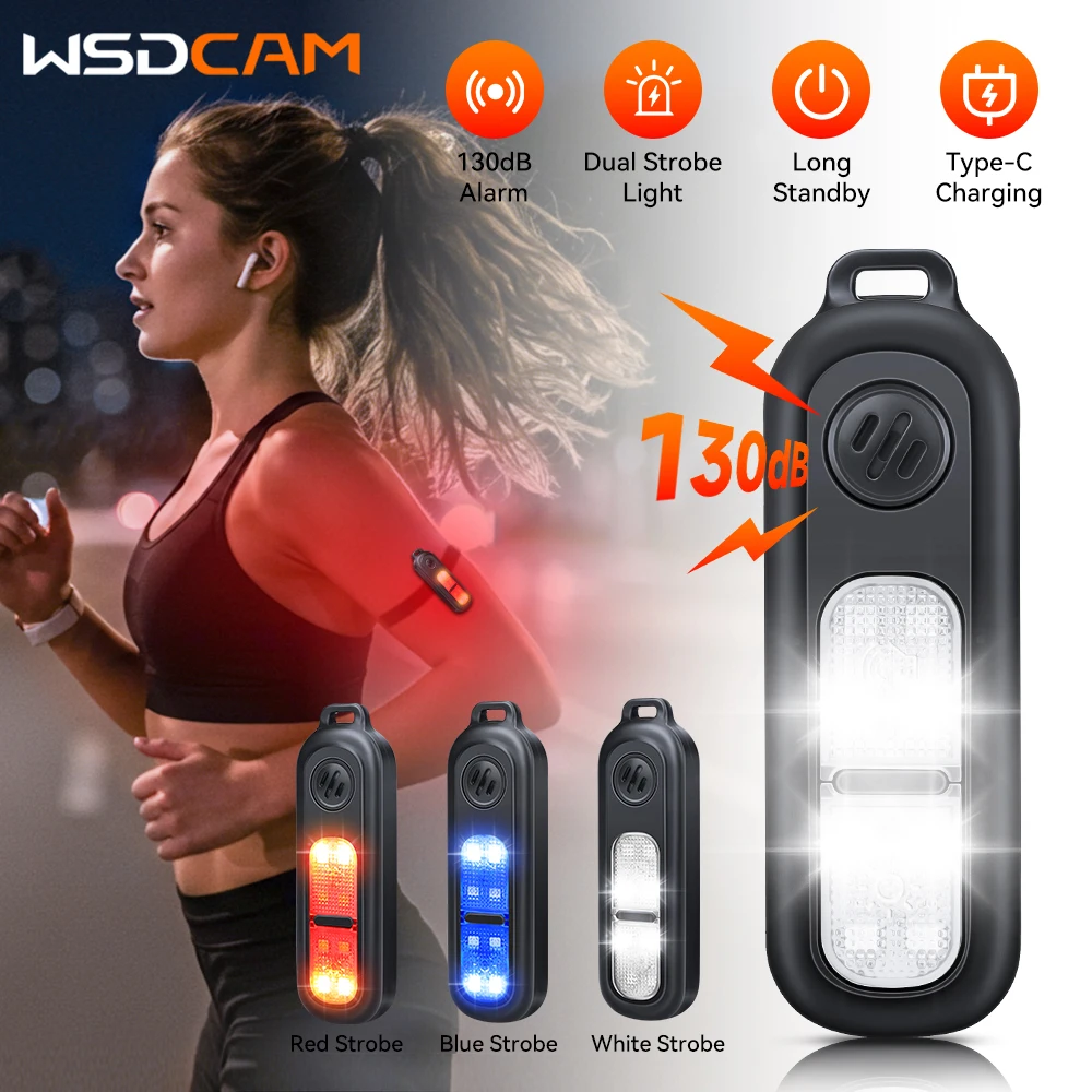 Wsdcam Rechargeable Keychain Alarm for Women Self Defense Alarm with LED Light 130 dB Loud SOS Emergency Safety Alert Device