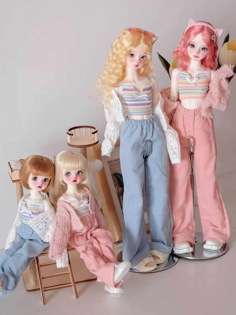 bjd doll clothes 1/4 1/6 size early spring all-in-one knitted small vest wide leg pants short outerwear doll accessories