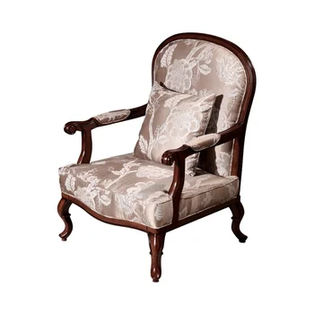 Comfortable Fabric Lounge Accent Ottoman Home Living Room Furniture Modern Vintage Wooden Frame Sofa Chair