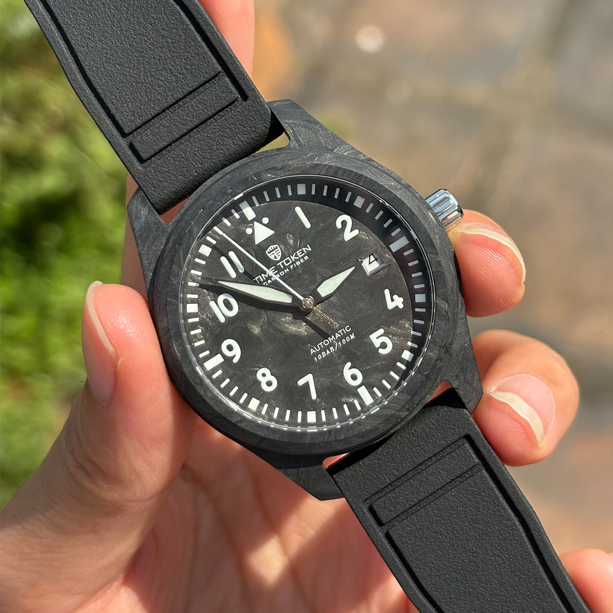 

TIME TOKEN 2026 New 40mm Carbon Fiber Sports Watch Miyota 8215 Automatic Mechanical Watch 10Bar Waterproof Watches for Man T537
