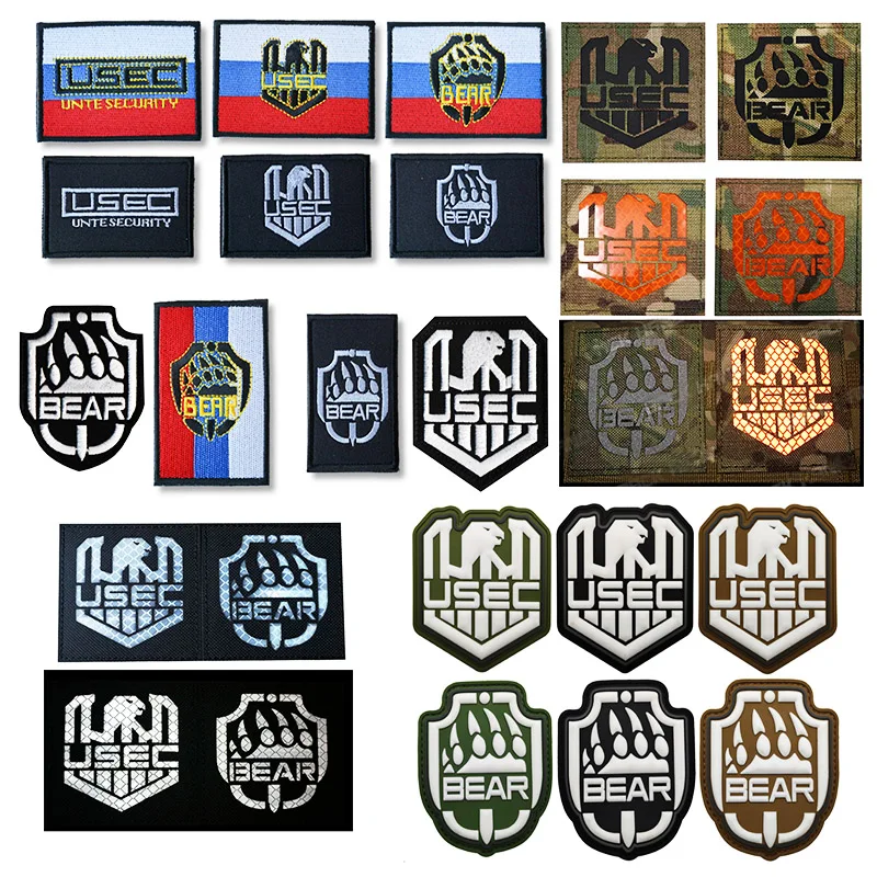 Нашивка с вышитым медведем IR Russia Escape из Tarkov USEC, русская игра, инфракрасный светоотражающий/ПВХ нашивка, тактические значки, наклейки