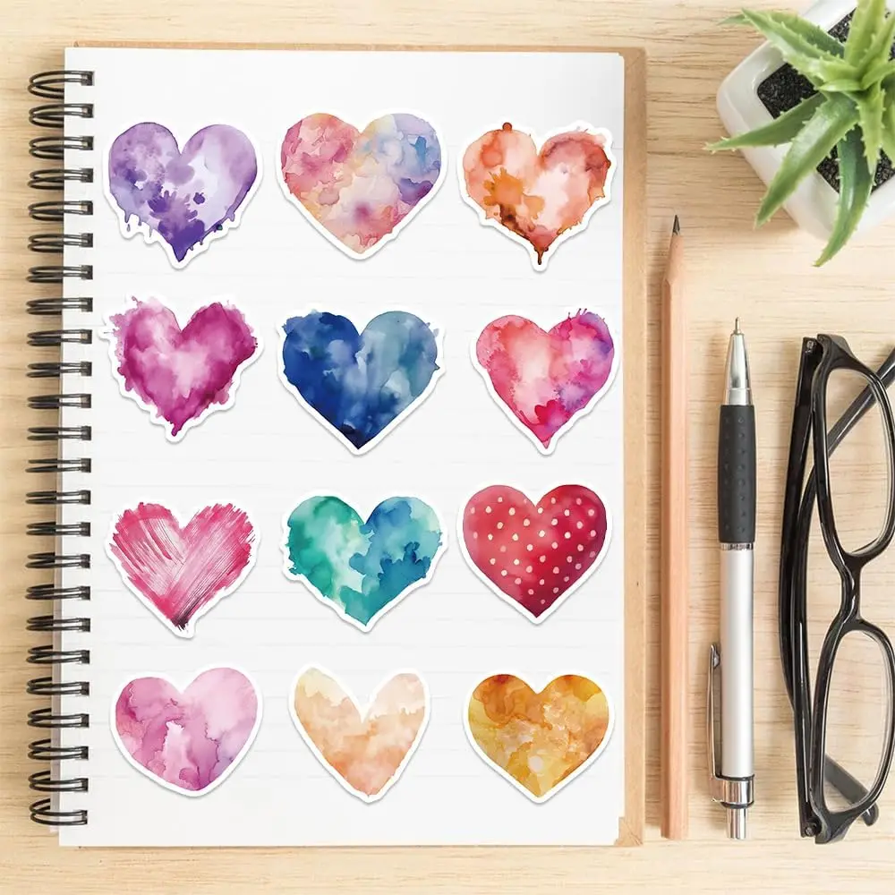 50 PCS Love Heart Stickers Loving Heart Sticker for Laptop Scrapbook Phone