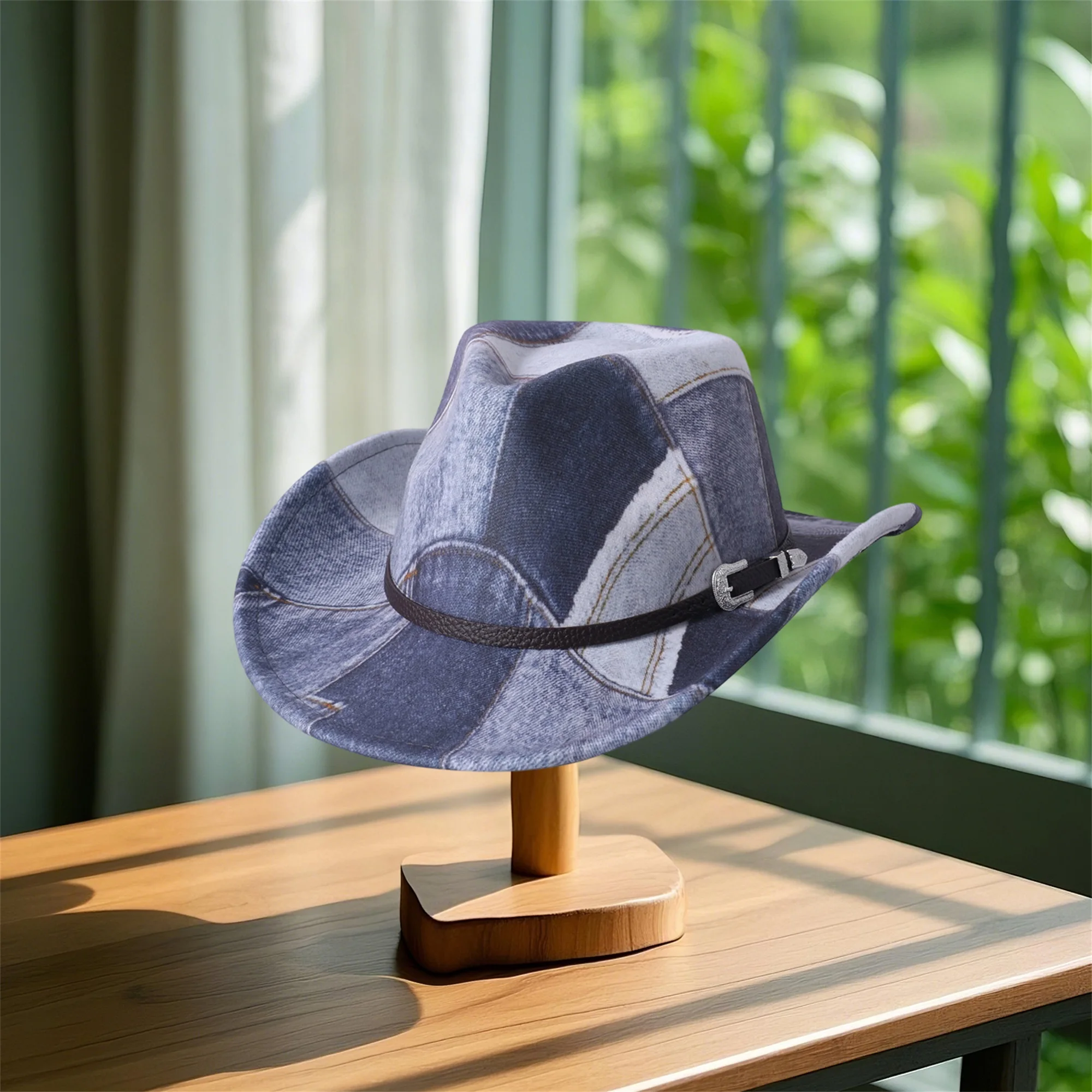 

Джинсовая ковбойская шляпа в винтажном стиле с потертостями и декоративными деталями Кончо, унисекс, кепка в стиле вестерн-родео для взрослых