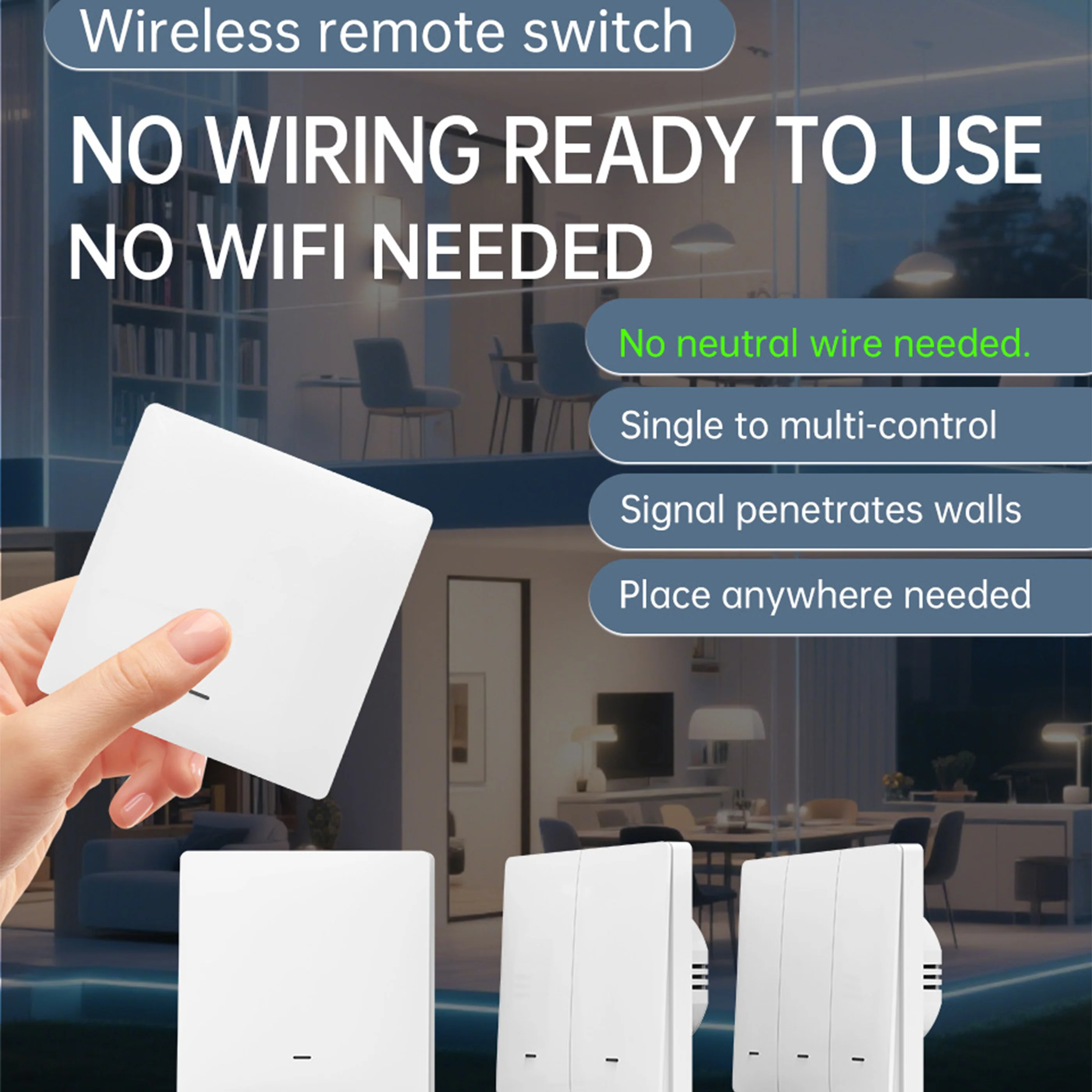 RF433  remote control switch 86 type wall switch household wireless switch lazy person's light-off device at will
