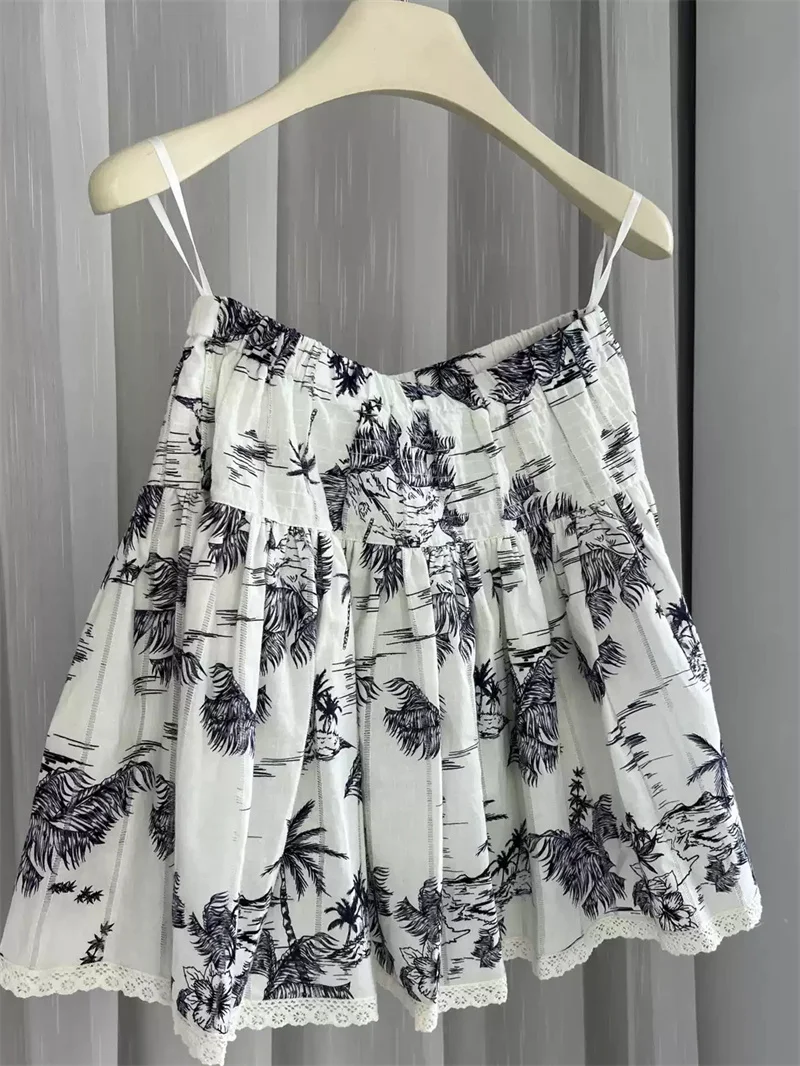 Lace Splices Women Cotton Elastic Waist Hollow Out Shorts Skirt Fashion Summer New