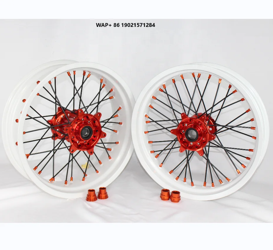 Supermoto Motorcycle Aluminum Alloy 17 Inch Supermotard Wheel Set for  Exc 250 300