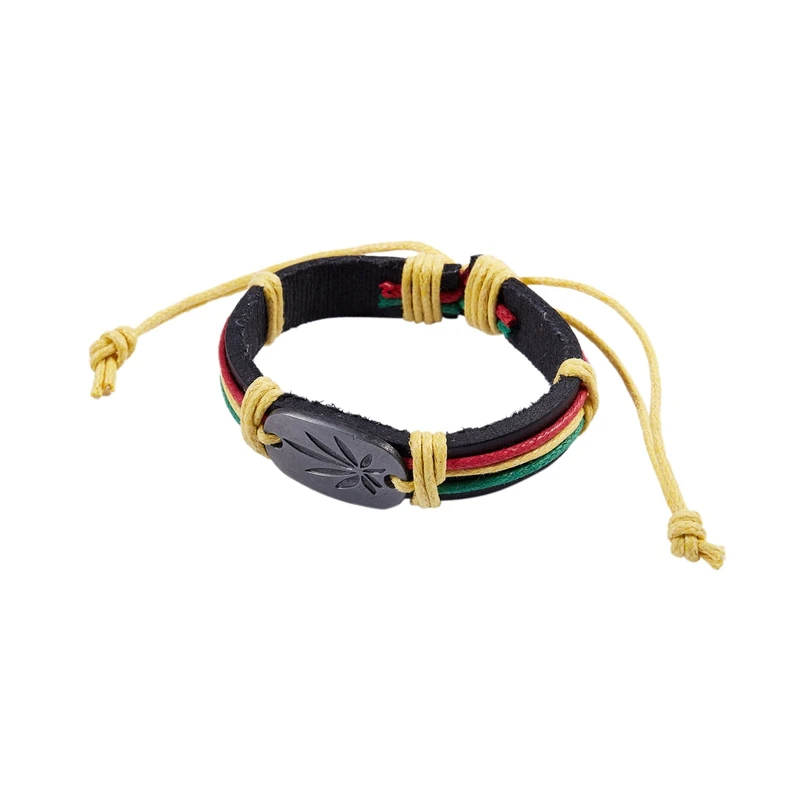 3X Rasta Jamaica Reggae Leather Bracelet