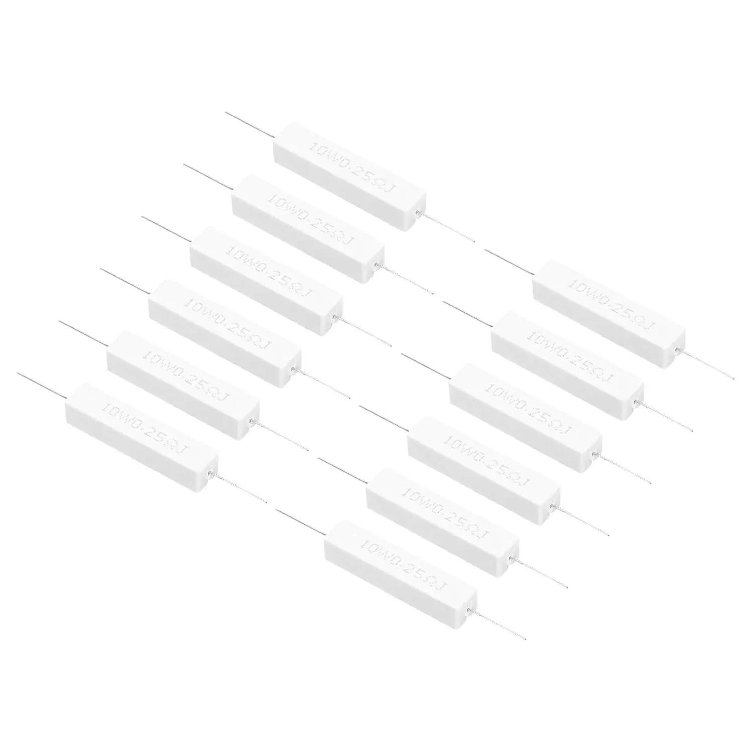 

20Pcs 0.25 Ohm Resistors 10W Ceramic Cement Resistor Power Cement Resistor Kit Tolerance 5% for Power Adapters Audio Computer