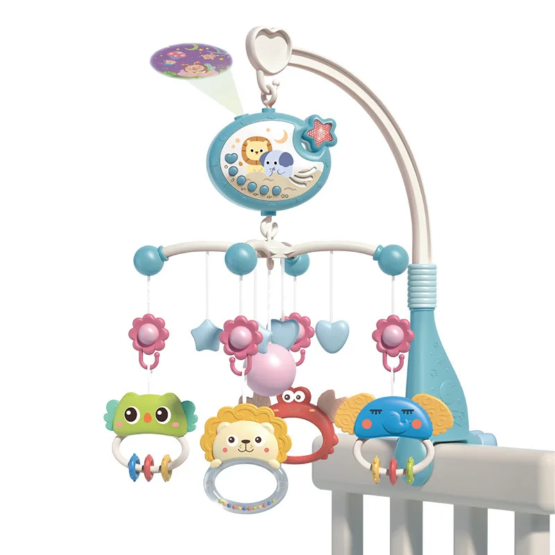 Rotating Musical Crib Mobile with Night Light Soothing Sleep Aid for Newborns Cute Cartoon Bed Bell Toy