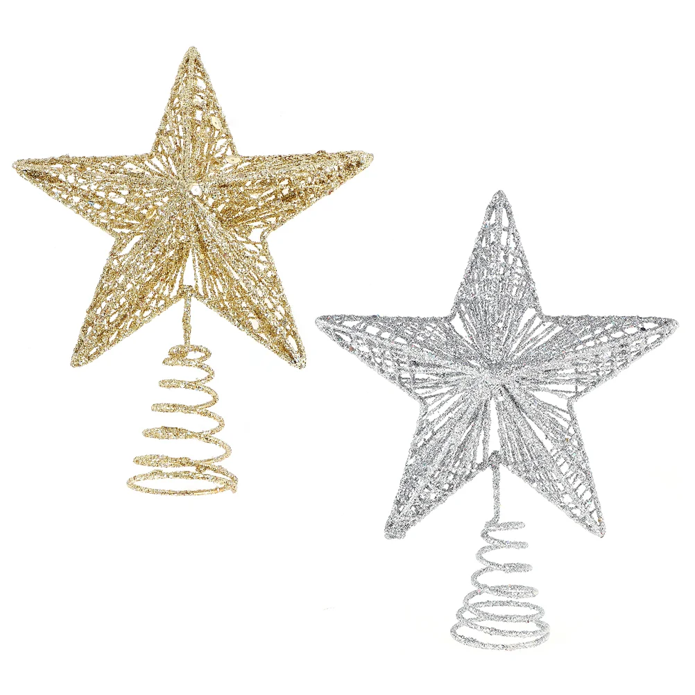 

2 Pcs Tree Five Pointed Star Top Xmas Topper Iron Treetop Adornment Christmas Decorations