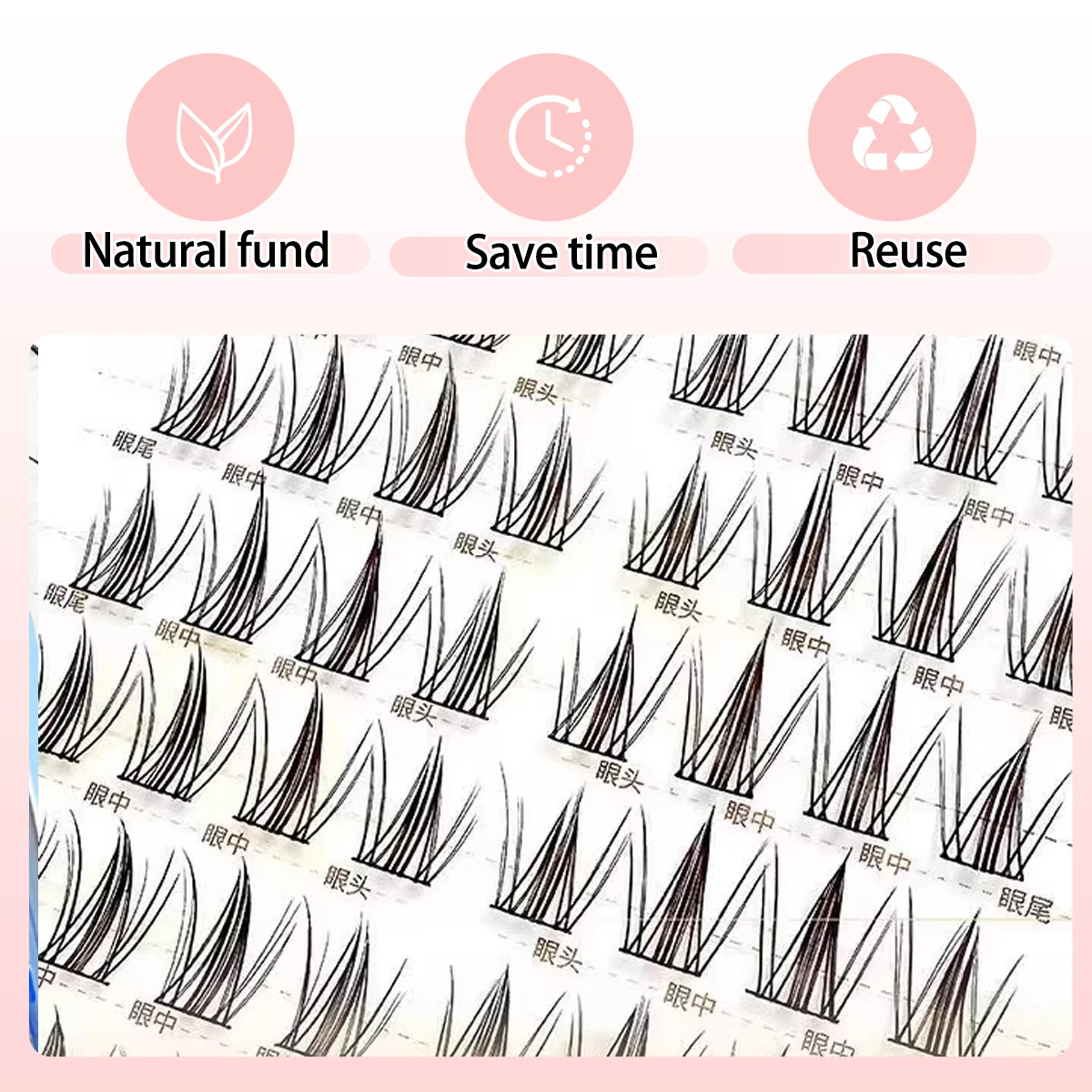 64Clusters Magnetic No-Glue Eyelashes Natural Wispy Lashes Reusable False Eyelash Fluffy Curl Ultra-Thin Easy Use