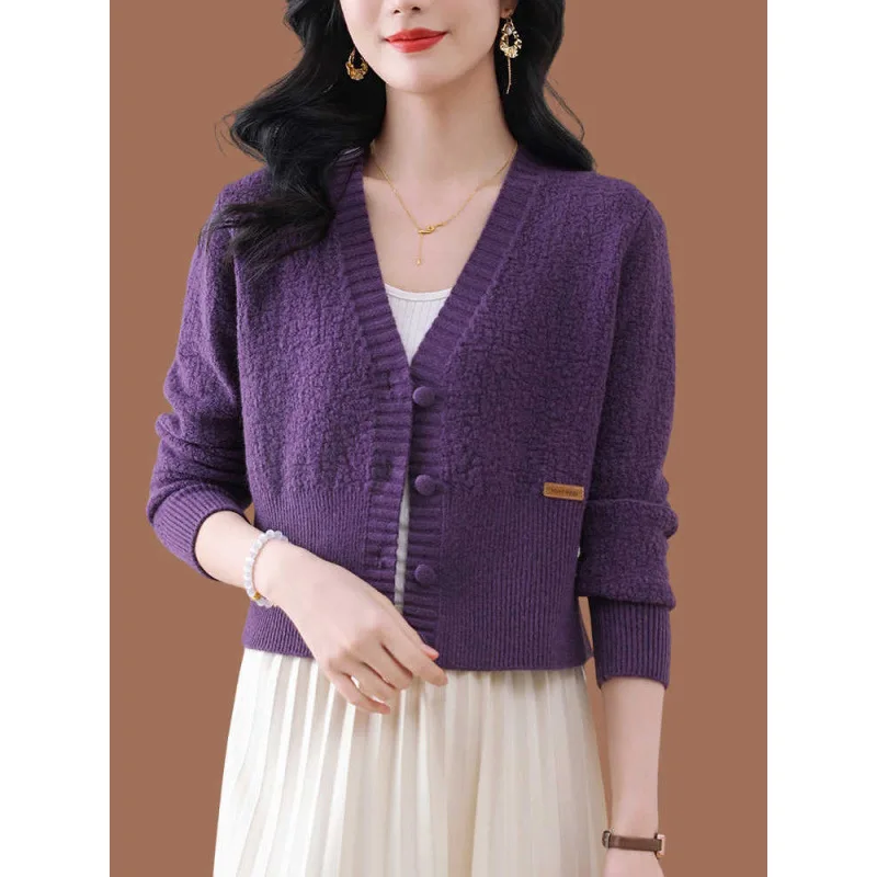 Short Cardigan For Women Jacket New Buttons Knitwear Long Sleeve Tops Female Spring Autumn Sweater Coat Knit Woman Clothing