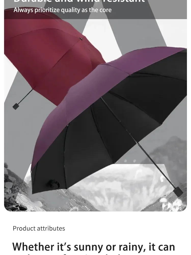 130cm Hochwertiger Zehn-Rippen-Regenschirm Wasserdicht Windbeständig Verstärkter Rahmen Manueller Großer Schutzschirm – Detail 4