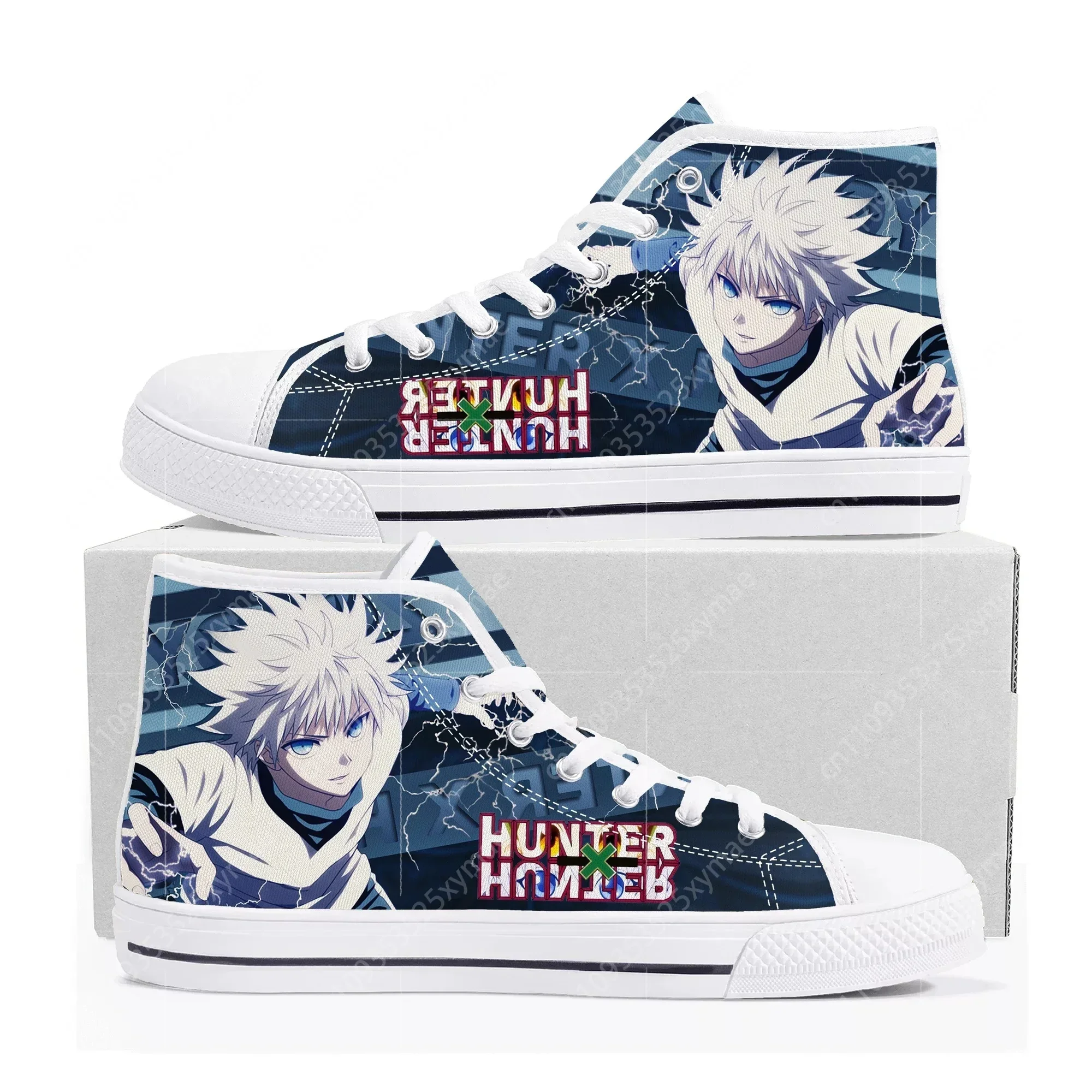 

Кроссовки Hunter x Hunter с высоким верхом для мужчин, женщин и подростков, высококачественные кеды из канваса, обувь на заказ с изображением Гона Фрикс из манги, для пар.