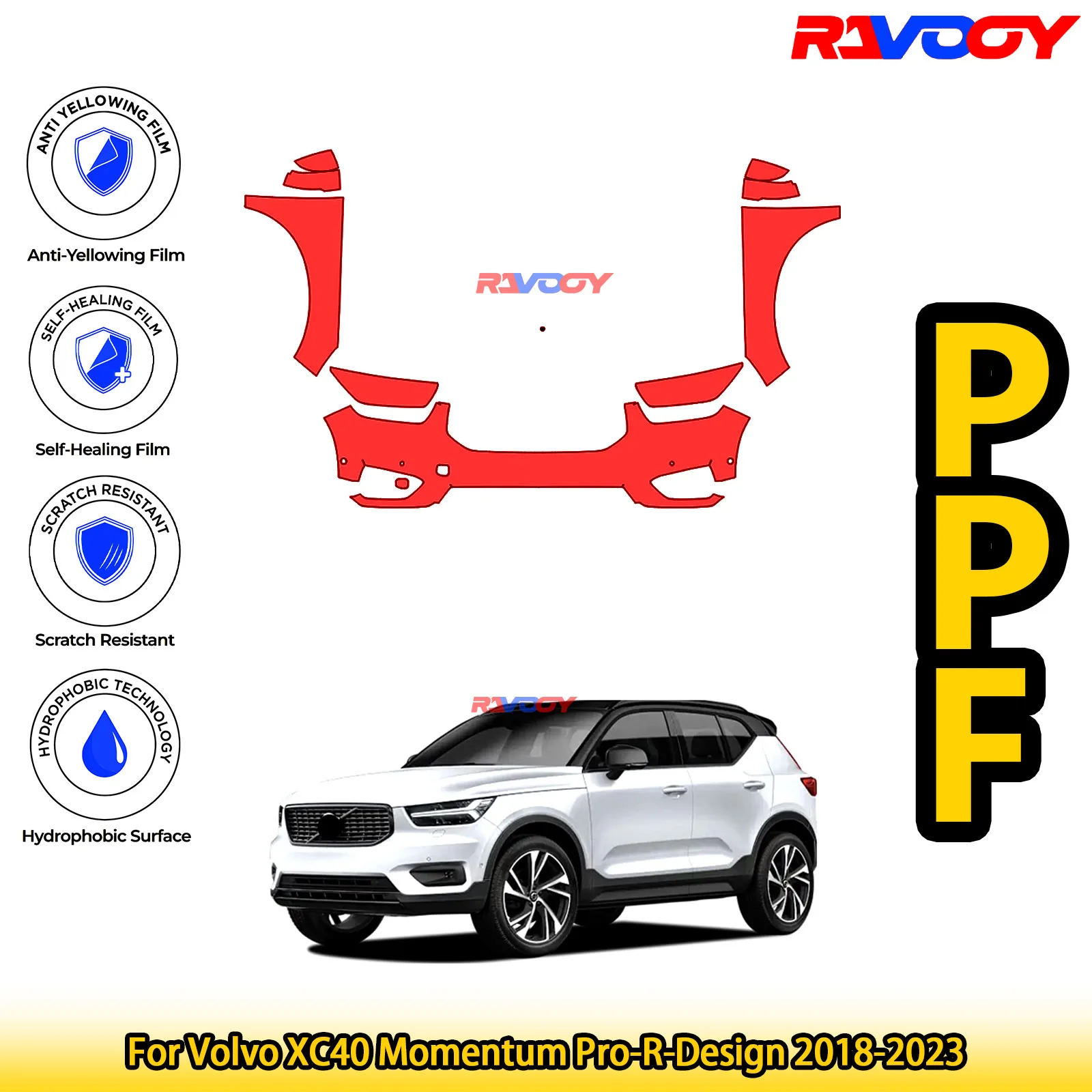 

Для Volvo XC40 Momentum Pro-R-Design 2018-2023 глянцевый матовый черный предварительно вырезанный передний комплект PPF защитная пленка для краски