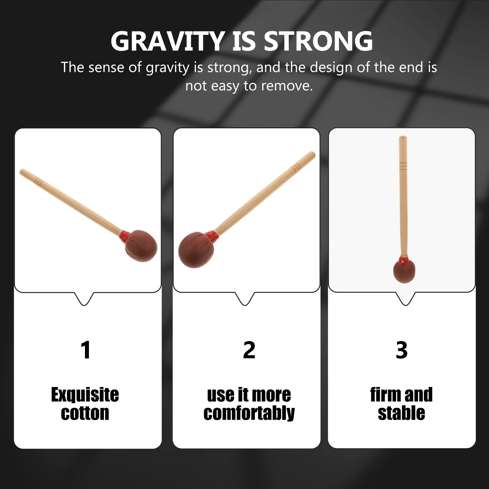

Coffee Color Drumstick Cotton Head Maple H Non Slip Lightweight Teaching Percussion Instrument Bass Mallet Drum Stick