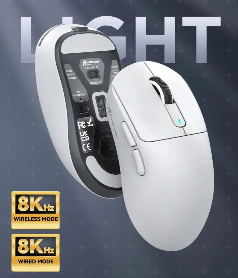 Attack Shark X3orX3Pro PixArt 1K/4K น้ําหนักเบา เมาส์เล่นเกมไร้สายมาโคร 3 โหมด 26K DPI PAW3395 เหมาะสําหรับแล็ปท็อป/Win/Mac