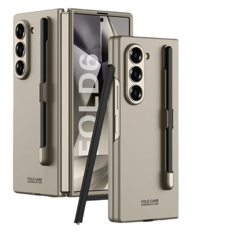 เคสโทรศัพท์สีด้านสุดหรูสำหรับ Samsung Z Fold 5เคสพร้อมช่องเสียบปากกาปลอกกันกระแทกแบบรวมทุกอย่างสำหรับ Galaxy Z Fold 6