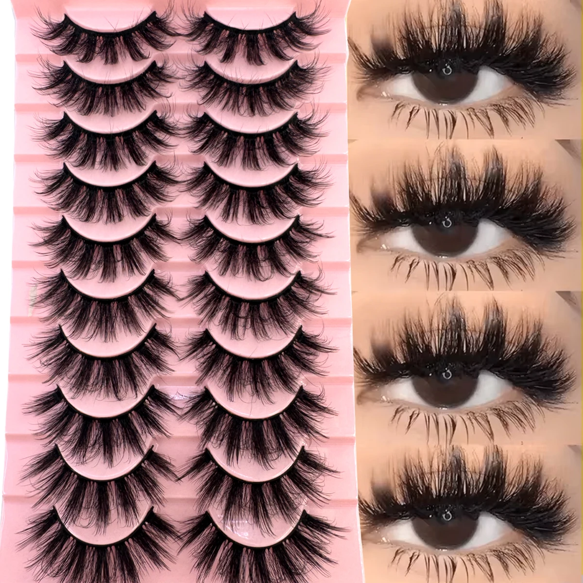 10 Paar Flauschige Künstliche Wimpern, Natürlich Weiche & Dichte 9D Faux Mink Wimpern, Verbessern das Augen-Make-up