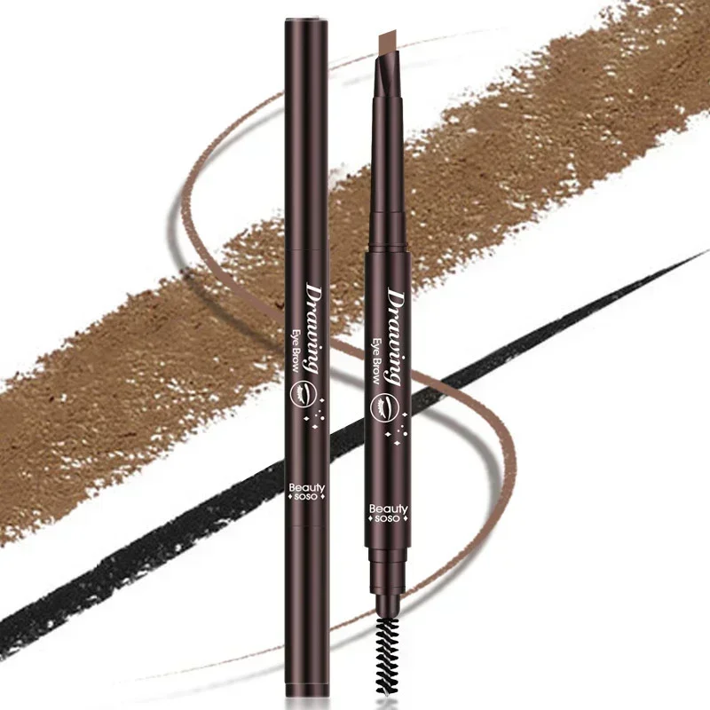 Double Ended ดินสอเขียนคิ้วกันน้ํา Long Lasting Eyebrow Enhancers แต่งหน้าเครื่องสําอางค์เครื่องมือแปรง Brow Extension ดินสอ