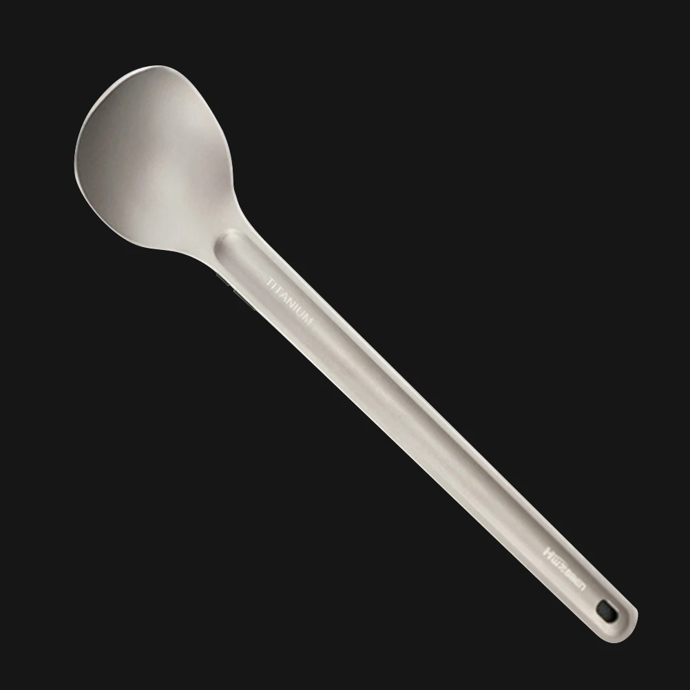

Pure Titanium Long Handle Spoon Lightweight Durable Portable Outdoor Camping Silver Healthy Household Restaurant Use Soup Stew