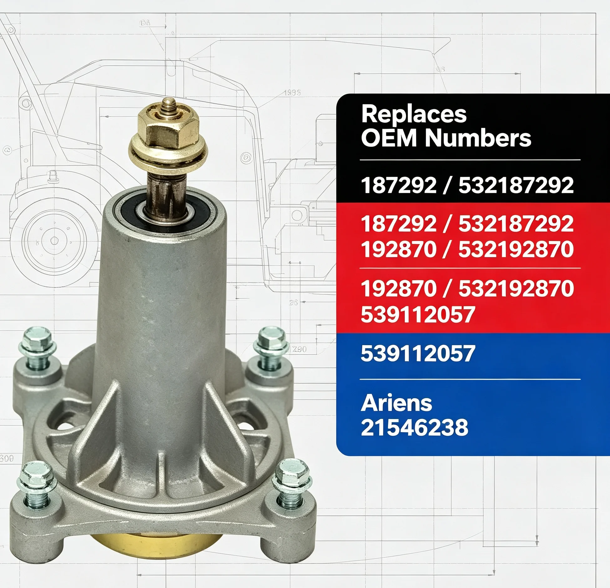 Spindle Assembly 187292 532187292 Replacement for AYP, Craftsman, Husqvarna 46