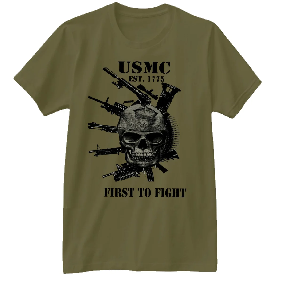 First To Fight. Cool Design US Marines Corps Semper Fidelis Veteran T Shirt. Short Sleeve 100% Cotton Casual T-shirts Loose Top