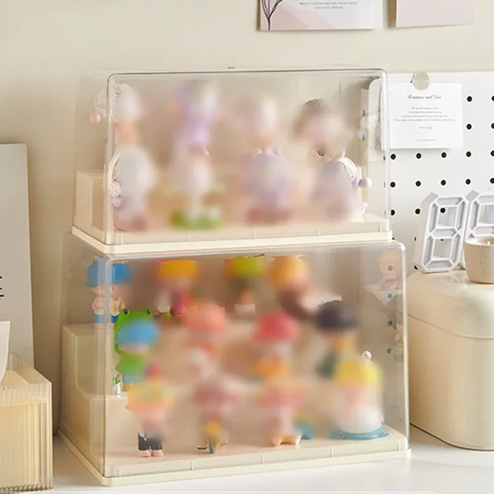Multilayer Stackable Storage Box for Dolls and Action Figures Transparent Plastic Organizer with Secure Lid for Dust Protection