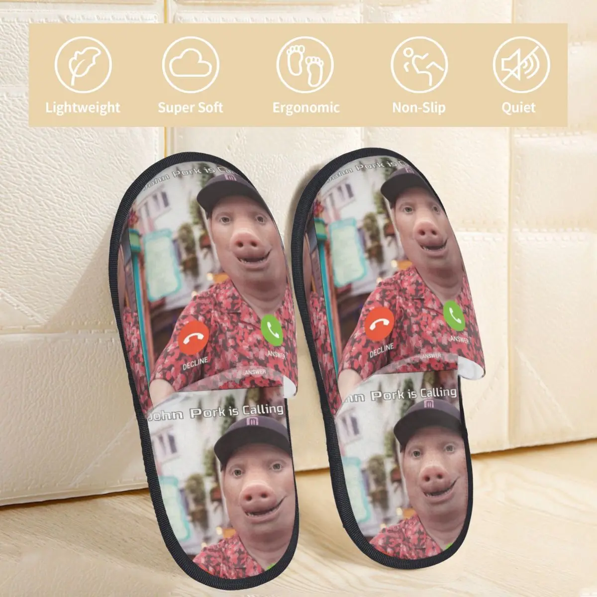 شباشب جون بورك الرائجة المضحكة تدعو شباشب منزلية غير قابلة للانزلاق من الفرو المنزلي الناعم في الأماكن المغلقة #2