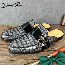 Luxury Men's Half Shoes New Arrival Fashion Men Genuine Leather Loafers Male Casual Split Leather Shoes Slippers Summer Shoes