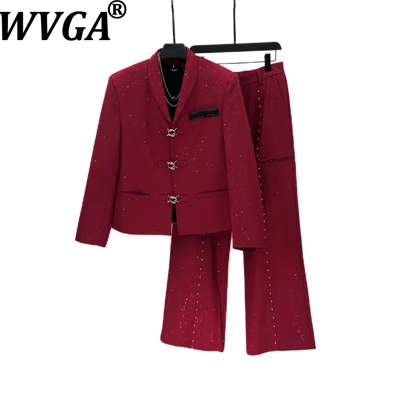 

WVGA весна осень новый мужской прилив звездное небо модный костюм брюки нишевый шикарный повседневный короткий пиджак с зубчатым воротником комплекты из двух предметов W13426