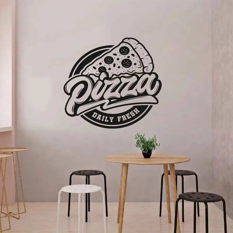Fast Food Sign Pizza Wall Decals Vinyl Interior Pizzeria Decorations for Italian Restaurant Window Sticker Removable Murals Q138