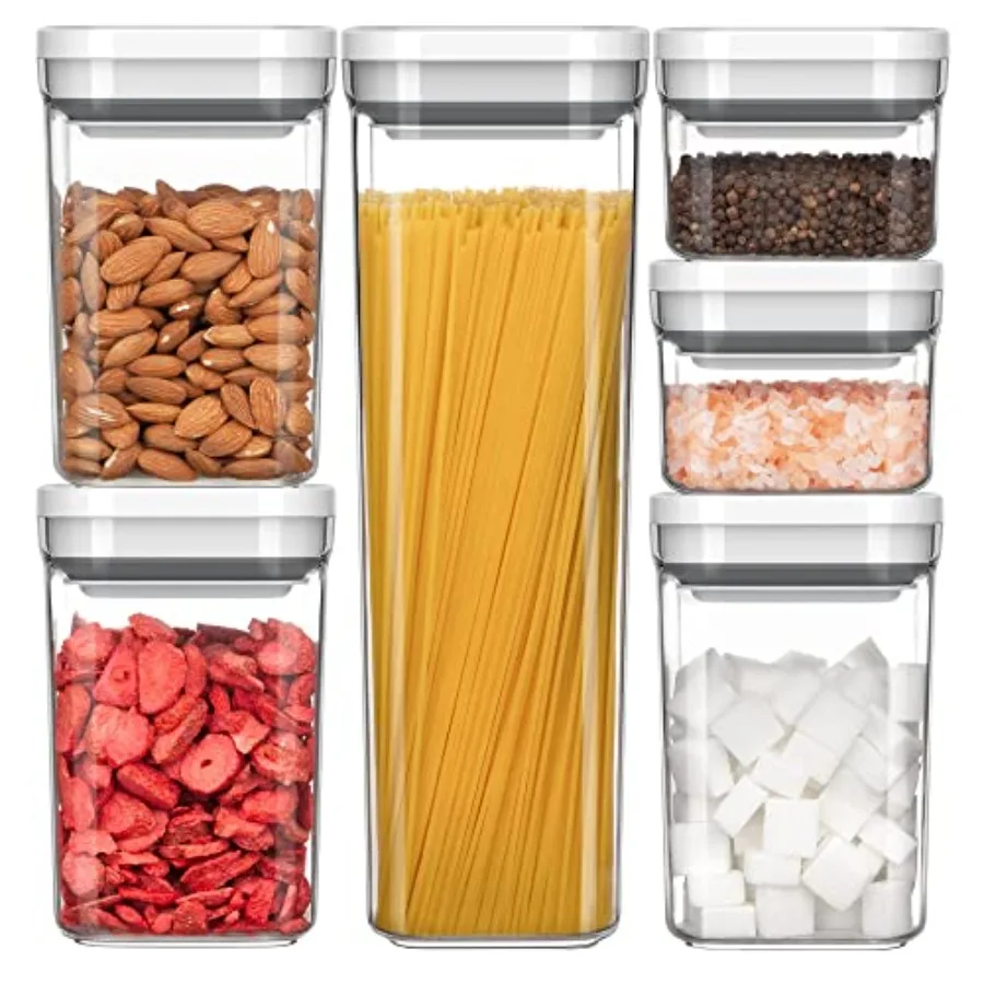

6 Pcs Airtight Food Storage Container Set BPA Free Kitchen Pantry Organization Canisters One-handed Kitchen Storage Containers