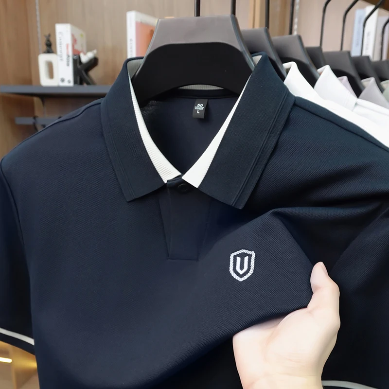 

High End Brand 2026 Summer Short Sleeved Polo Shirt for Middle-aged and Young People Business Casual Embroidered Men's Top