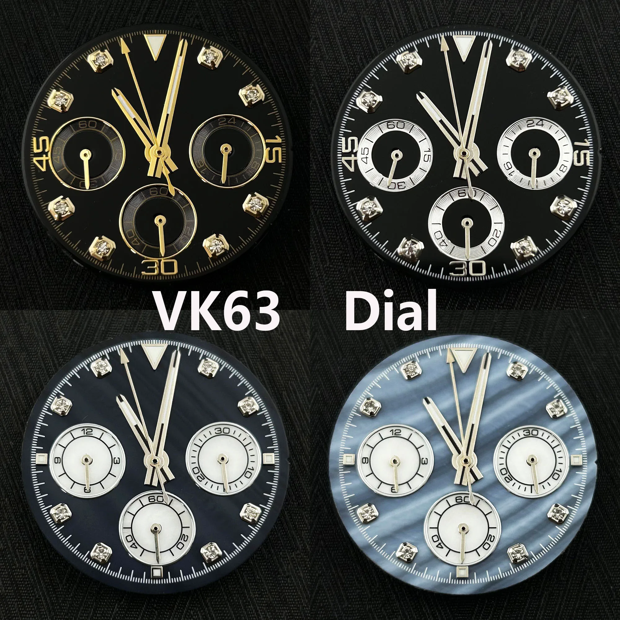 

Мужской циферблат VK63, индивидуальный логотип, бриллиантовый циферблат с пандой, зеленый светящийся циферблат, подходит для аксессуаров для часов с кварцевым механизмом VK63