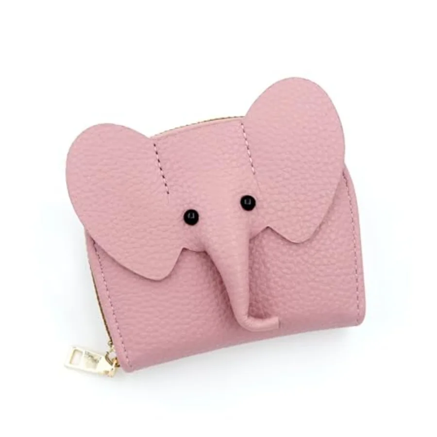 

Wallet Card Holder, RFID Blocking Purse, Cute Elephant Small Minimalist Leather Cit for Women, Girls, Ladies