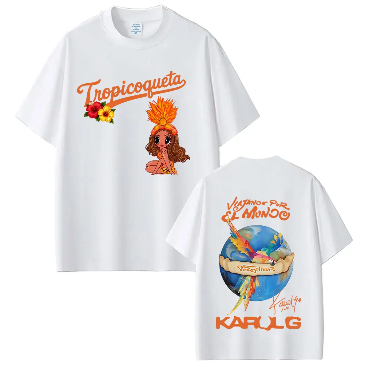 Karol G Viajando Por El Mundo Tropitour 2026 Graphics T-shirt Men Women Fashion Cotton Casual T-shirt Hip-hop Vintage T-shirts