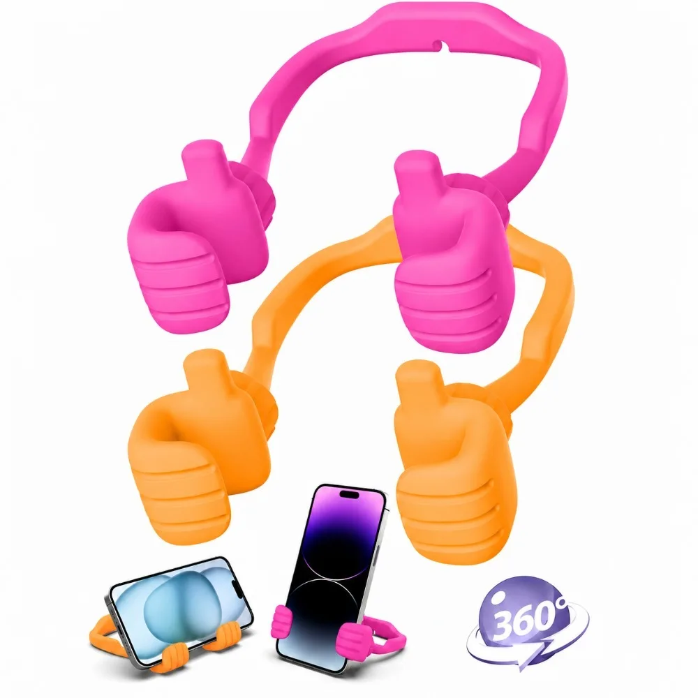 Thumbs Up Phone Holder, Colorful Desktop Stand for Portrait & Landscape Viewing, Fun Hand Design, Random Color for Home & Office