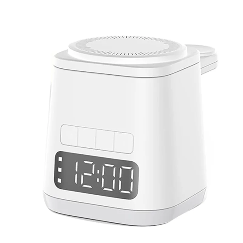 

AB47-White 3-In-1 Night Light, Alarm Clock And Wireless Charging Station, Universal Phone Watch Charging Dock.