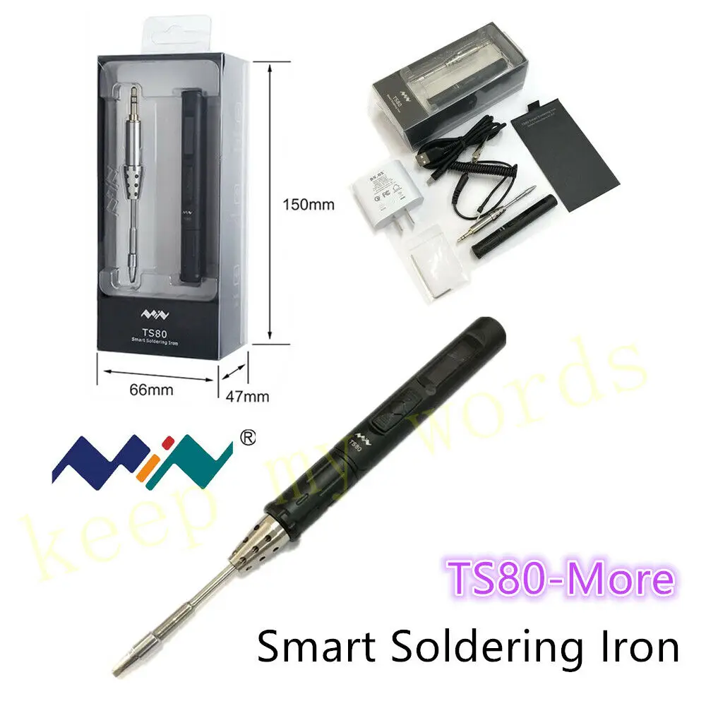

MINIWARE TS80 Mini Smart Portable Digital Soldering Iron Tool Adjustable Temperature OLED Display Iron Tips QC3.0 D25 Tips
