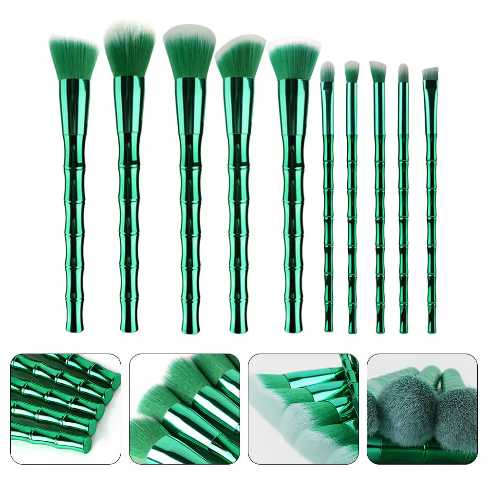 

10Pcs Bamboo Makeup Brush Kit Soft Hairs Brushes Set Foundation Face Powder Blush Eyebrow Eye Shadow Contouring