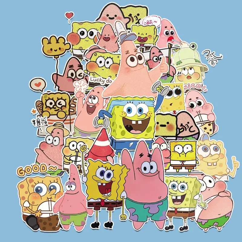 50PCS SpongeBob SquarePants Patrick Star Stickers Cute Cartoon Laptop Phone Case Water Cup Decoration Waterproof Wholesale