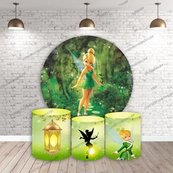 Tinker Bell Birthday party Photo Backdrop Baby Shower Photography Backdrop Round&Cylinders Plinth Covers Photo Background