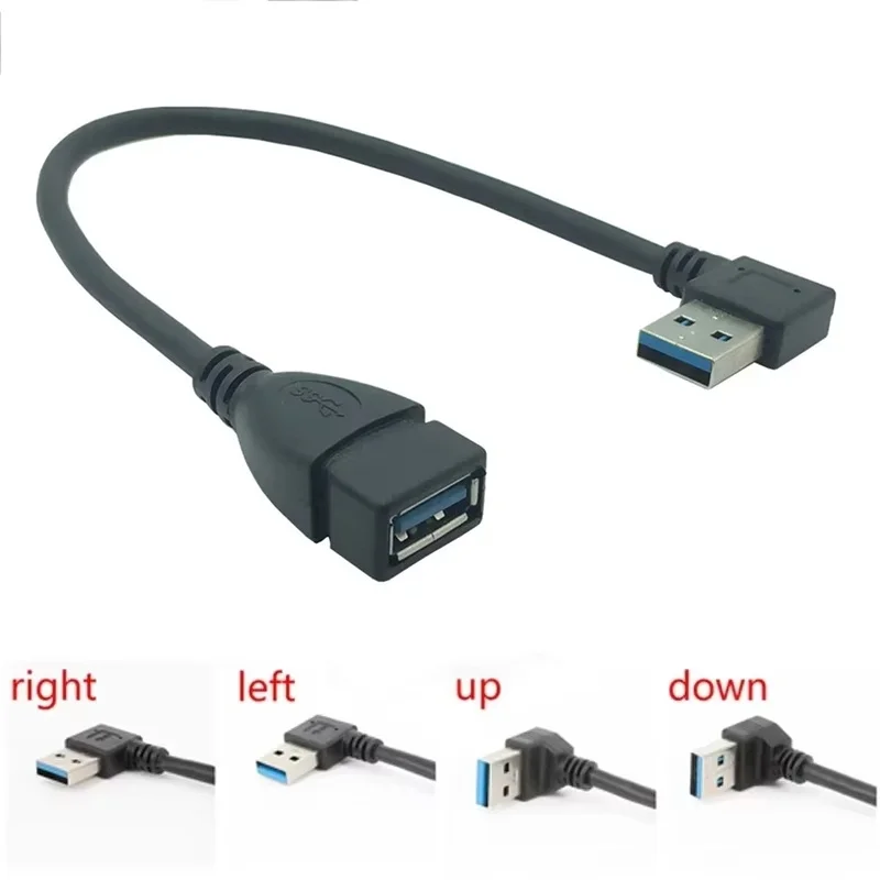 USB 3.0 A Male to A Female USB 3.0 Right /Left /Up /Down Angle 90 Degree Extension Cable Adapter Cord USB Cables Extension Cord