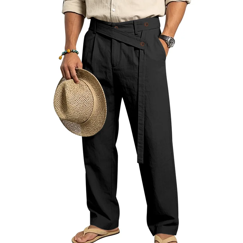 Grenzüberschreitende italienische Neapolitaner Gorger Old Money Style Herren Freizeithose aus Leinen im Commuter-Stil – Detail 36