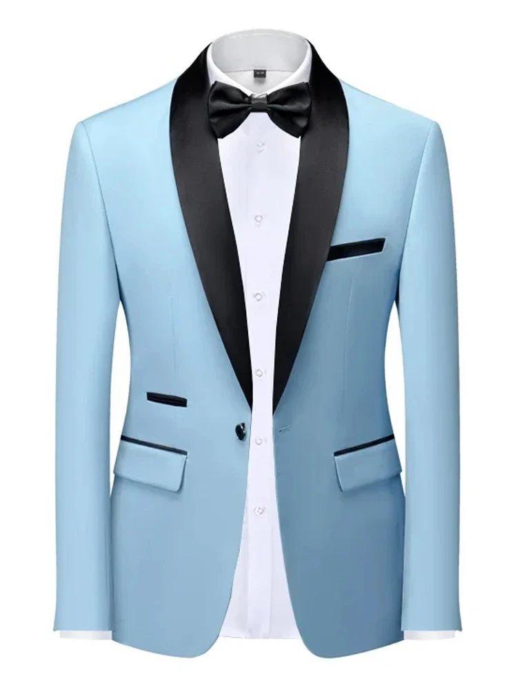 EU-Größe XXS-3XL Herren Schwarzer Slim-Fit Smoking-Jackett Eleganter Satin-Revers-Blazer für Hochzeit Party Abschlussball Formelle Geschäftsveranstaltungen – Detail 6